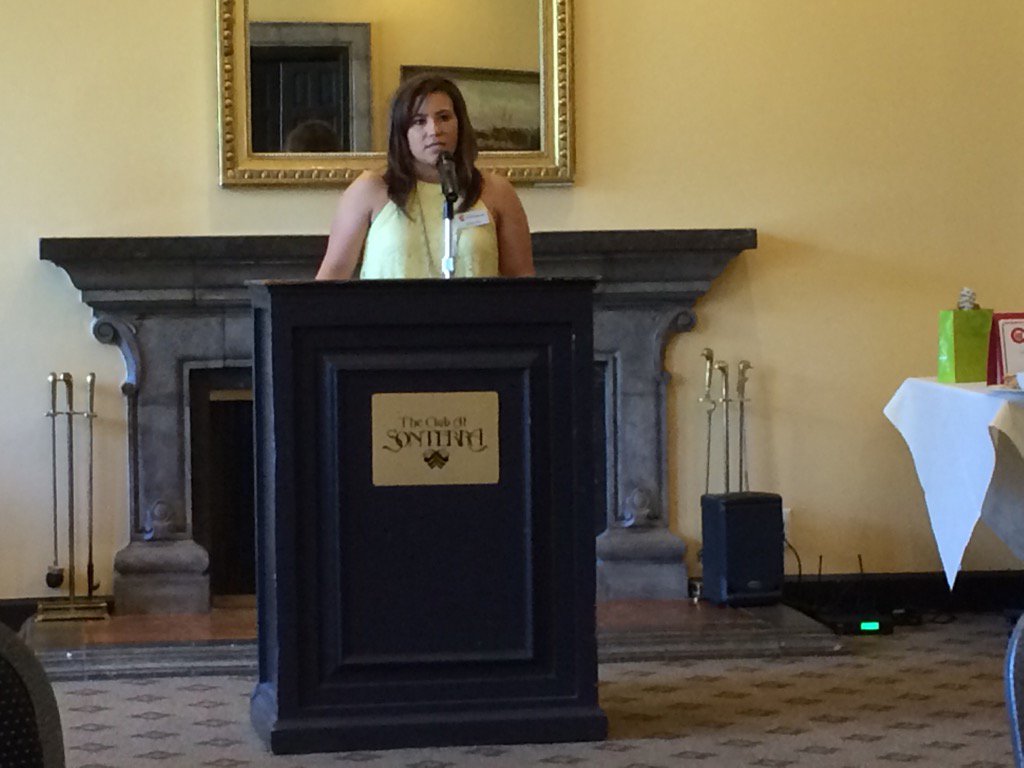 GingerHCarnes's tweet photo. Summer West of SARA shares information about the Ajay Castro Scholarship recipient  Stephanie Pelczar. #awcsa16 https://t.co/khW8ObyWjD