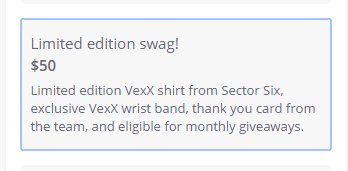 Supporterly's tweet photo. The reward of the day is @VexX_Gaming's limited addition swag! Support them here - https://t.co/0ScC6UzwyA https://t.co/DhDdoWRBeA
