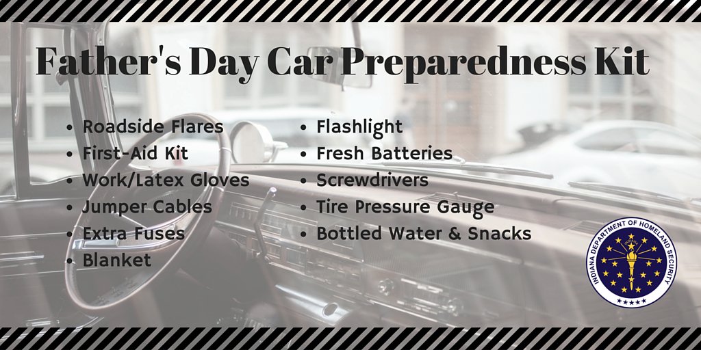 IDHS's tweet photo. With Father’s Day coming up, make your dad a #SafeDad with a car emergency kit! Include items such as: https://t.co/UX1O2AChP3