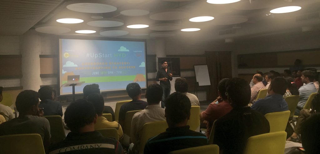CitrusPay's tweet photo. #UpStartHYD Aditya from @ZiPPRd talking about how to attract top talent without $$ at @THubHyd. @avuchi https://t.co/JHXekolDId