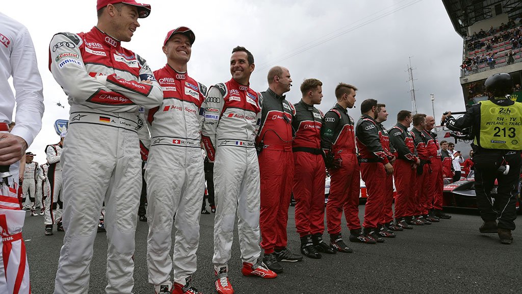 audisport's tweet photo. While the race has started behind the SAFETY CAR some pics from the grid #WEC #LeMans24 #LeagueofPerformance https://t.co/UDbezsGqPJ