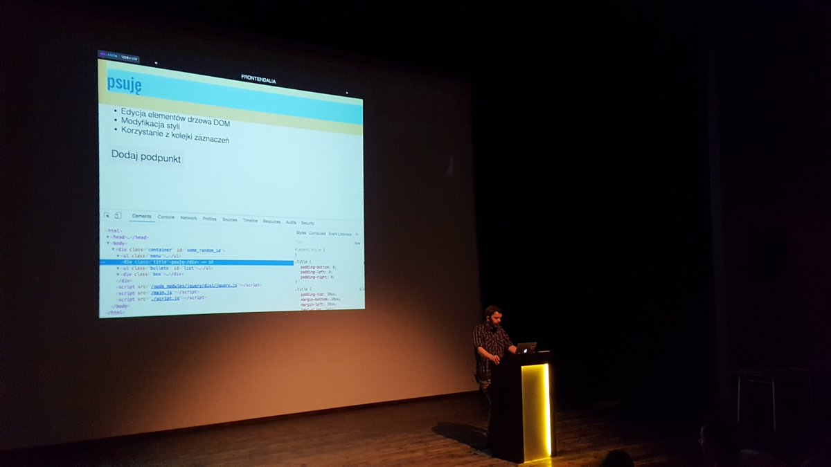 RealTSH's tweet photo. #Debugging #JavaScript? @marcingajda91 guides through tricks to maximize profits of #ChromeDevTools #frontendalia https://t.co/t06IPNNvnM