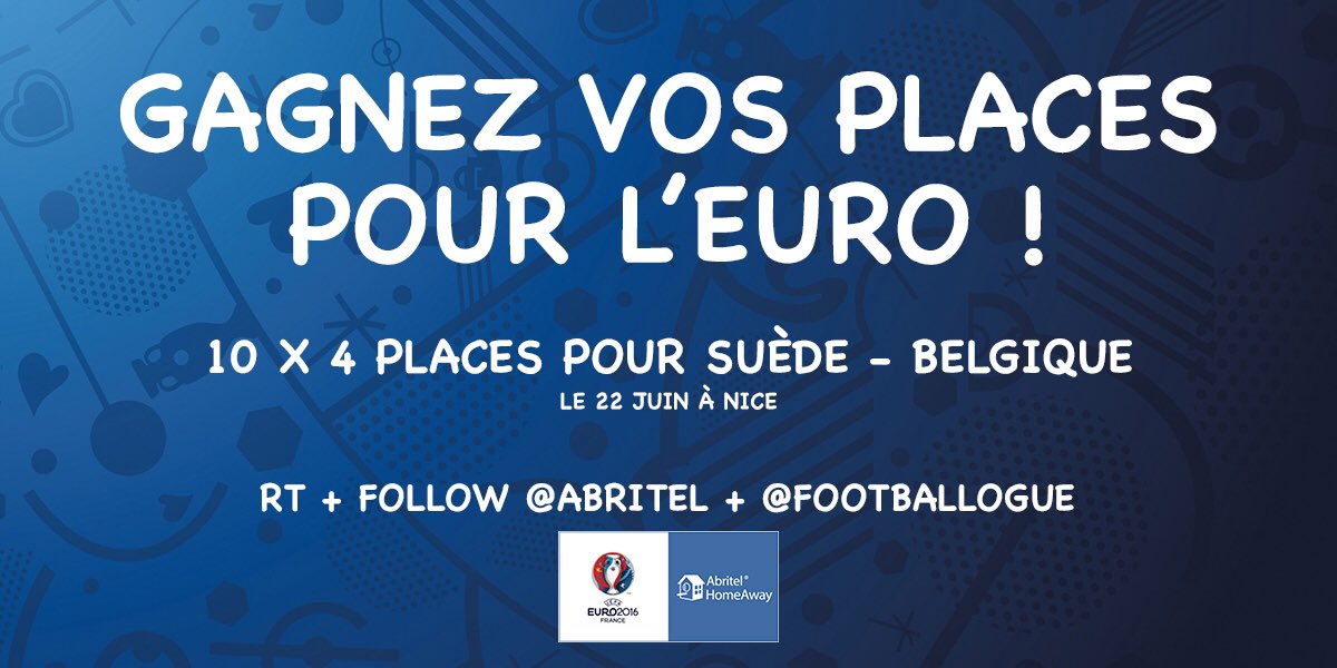 Footballogue's tweet photo. Gagnez vos places pour aller voir entre amis : 
#SWE  - #BEL
RT+ FOLLOW @abritel + @Footballogue ! https://t.co/zdRJu2DDkA