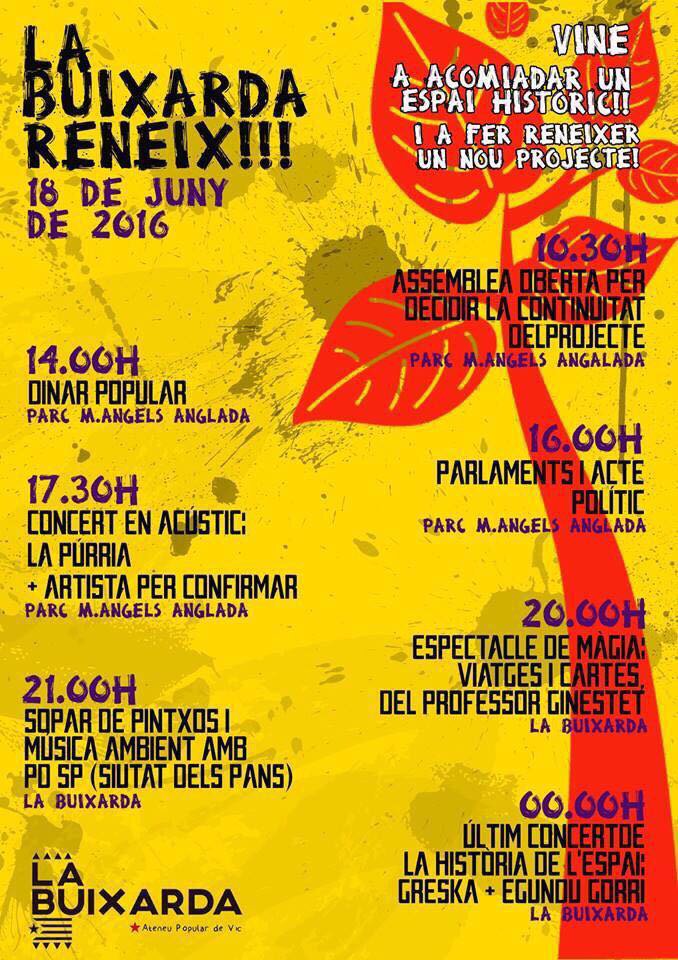 I aquest vespre, sopar de pintxos solidari a l'Ateneu <a href="/AP_LaBuixarda/">AP La Buixarda</a> Un deu en solidaritat!