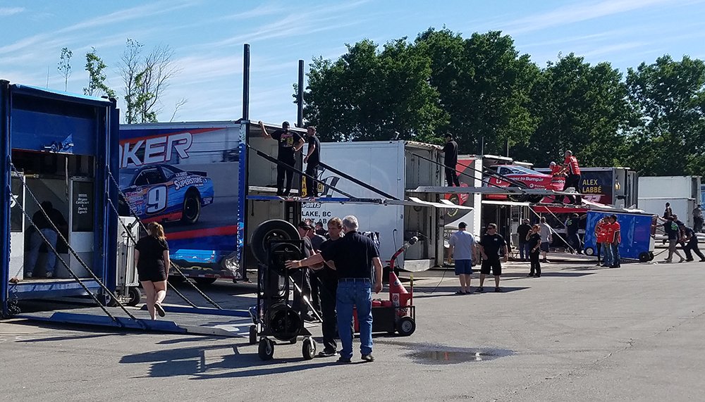 The #NPS garage is busy <a href="/Sunset_Speedway/">Sunset Speedway</a> as #Leland300 race weekend is underway  #NASCAR