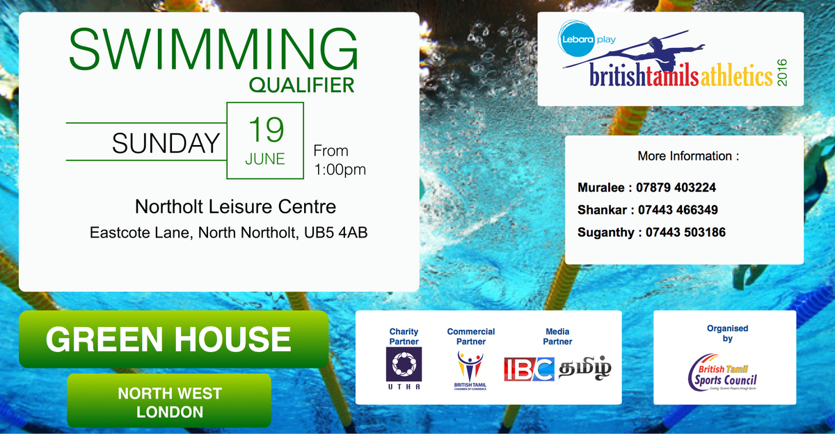 btsc_uk's tweet photo. Lebara British Tamils Athletics meet 2016, Green House Swimming Qualifying meet. #BTAM2016 https://t.co/oLSuQbdDY3