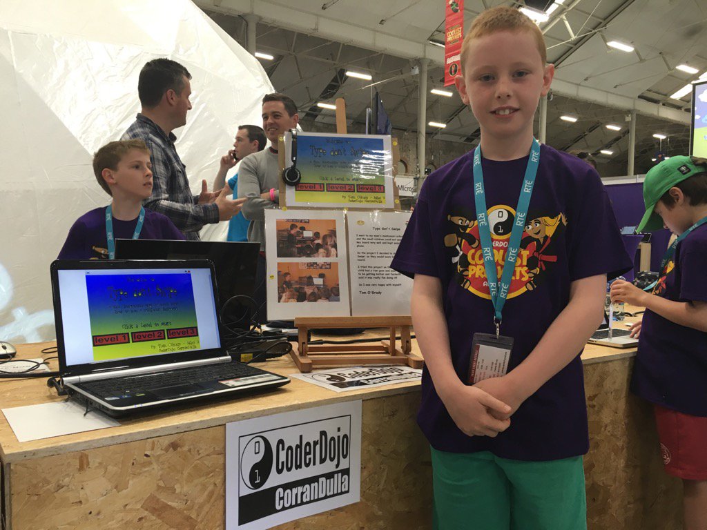 CoderDojoCoranD's tweet image. Our @CoderDojoCoranD Ninja Tom all setup in the RDS and ready to present at the @coolestprojects!! Good luck!! 😀👍🏻