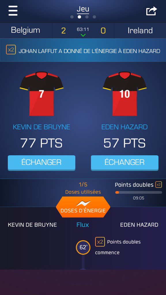 JohanLaffut's tweet photo. Je viens d'utiliser mon Double Up sur Eden Hazard sur @ultimatefanlive pour #BEL vs #IRL https://t.co/EXkTKutUlk https://t.co/wreL2TbKyv