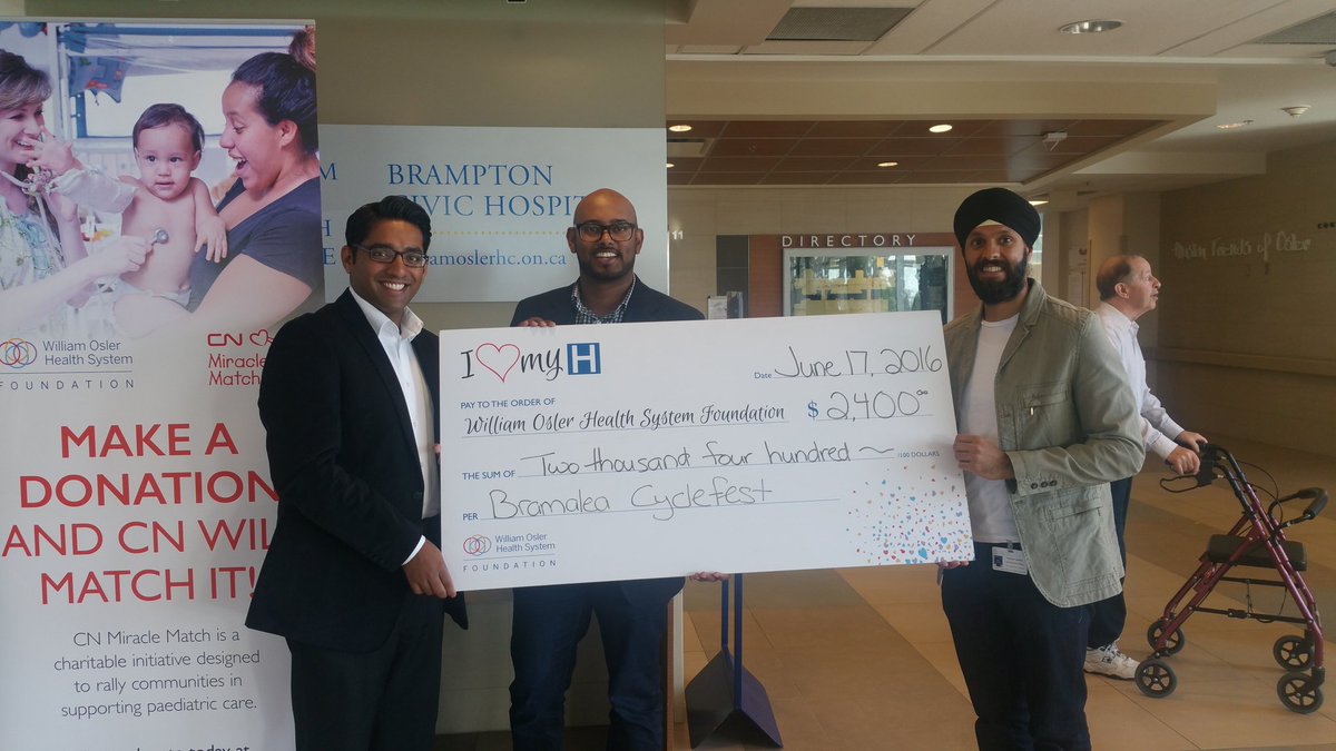 OslerFoundation's tweet photo. Thanks @BramaleaCycle for raising $2400 for our Paeds Unit. Amount doubled thanks to the @CN_Comm #cnmiraclematch https://t.co/WrL2Pnjkfq
