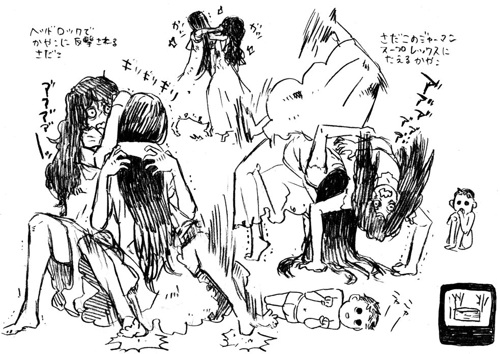 貞子vs伽椰子のネタバレ回避レビューを読んでいて「猪木VSアリのようなレジェンド対決」とたとえられているのを見てプロレスなんかな・・・と軽率に描いたら映画のリングとプロレスのリングをかけてるんだって気付いて少しはずかしい 