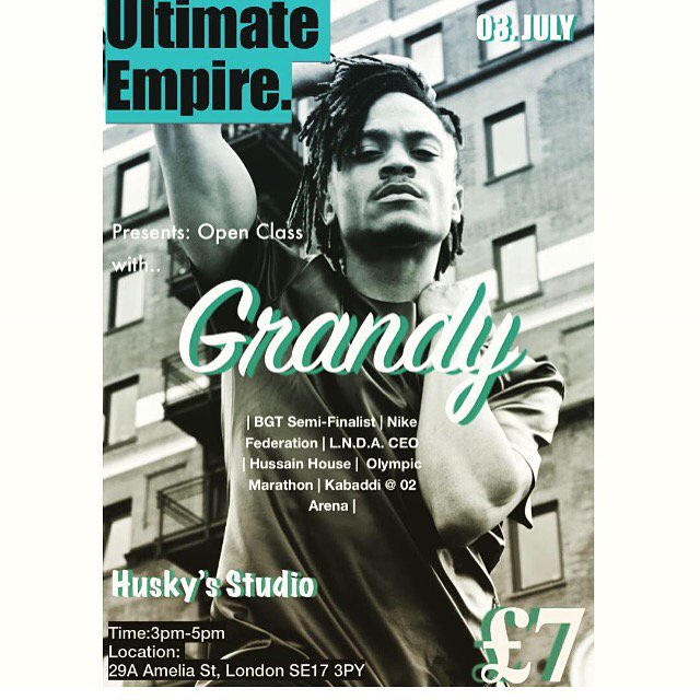 GrandyOfficial's tweet photo. Teaching @Ultimate_Queens first Open class on the 3rd July at #huskeysstudio https://t.co/RzUWDMilBX