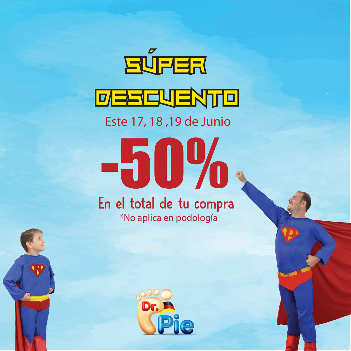malldelsur's tweet photo. Aprovecha este fin de semana el Súper Descuento en #DrPie y cómprale el regalo a Papá https://t.co/nAzv4aoyMg