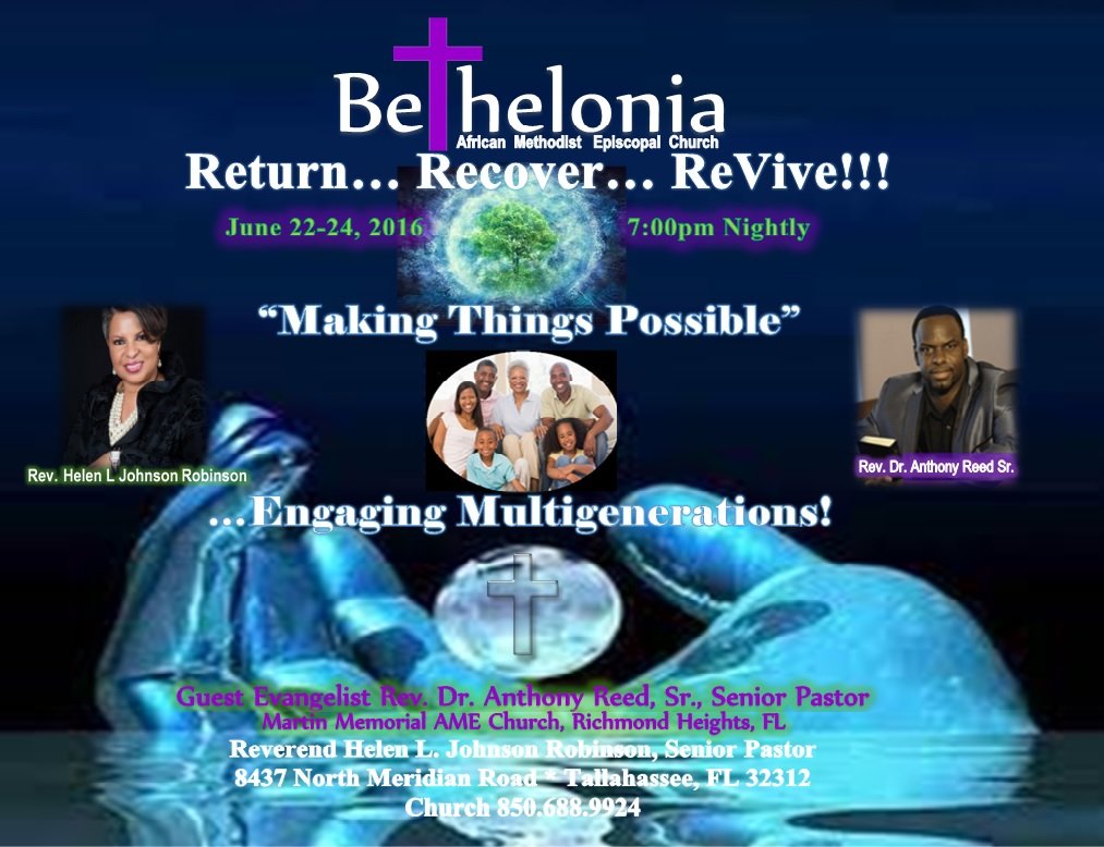 hljohn1977's tweet photo. Return, Recover, Revive! It's revival time at Bethelonia A. M. E. Church 8437 North Meridian Road Tallahassee, FL!!! https://t.co/RPqReriXEY
