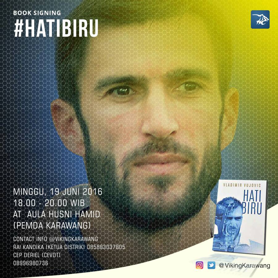 simamaung's tweet image. Hallo Karawaaang... Sore ini ada book signing Hati Biru Vladimir Vujovic bareng @VikingKarawang, mangga digoyaang..