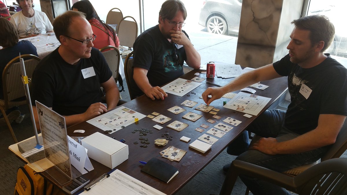 GalvanizedGames's tweet photo. First Council of Adventurers playtest today at #LAUnpubMini hosted by @laboardgamejam https://t.co/7ccHJ7atnX