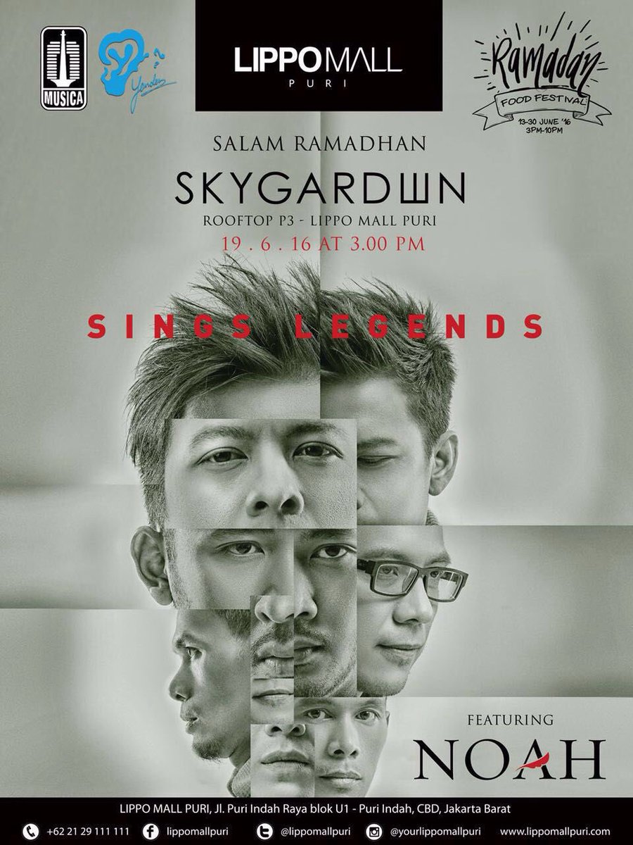 MusicaStudios's tweet photo. Tanggal 19 Juni ini merapat yuk ke Skygarden Lippo Mall Puri, karena @NOAH_ID bakalan nemenin ngabuburit kamu loh https://t.co/ArXvYUbcgH