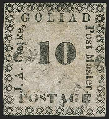 bit.ly/269QOdz
Only eight 10-cent type II #Goliad provisional #stamps are recorded!
$12000