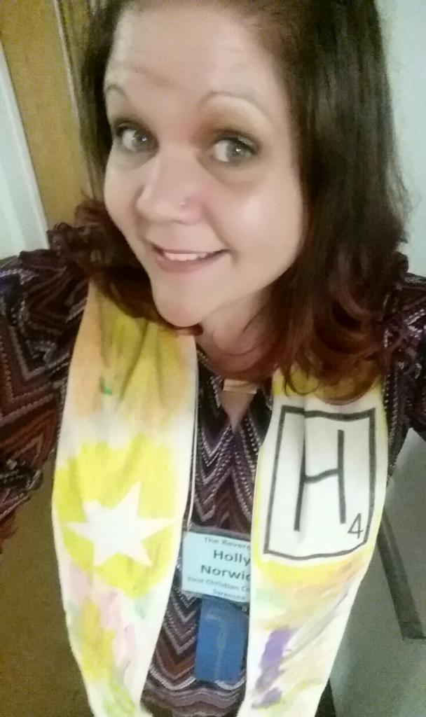 Pastor_Holly's tweet photo. #MACUCC2016  such an honor to be part of Communion! What a beautiful and bold stole the children made for us! https://t.co/dO374EOdG0