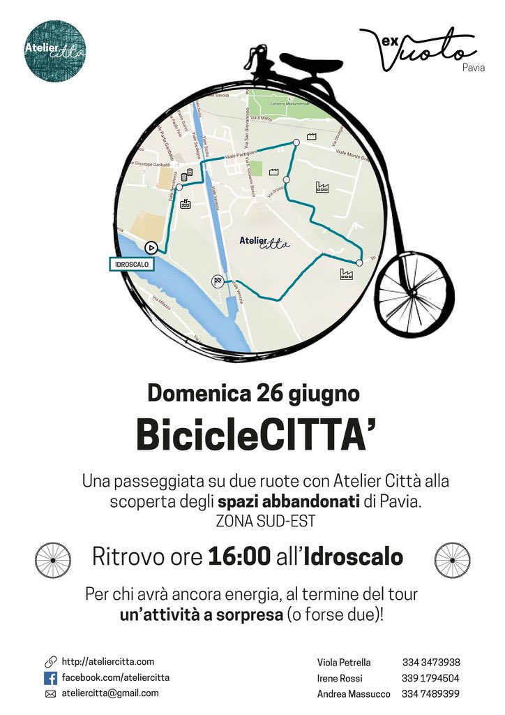 atelier_citta's tweet photo. Vieni a Biciclecittà, il primo tour degli spazi in abbandono di Pavia! Il 26/6 ore 4 davanti all'droscalo! #exvuoto https://t.co/6sd5ywP3Ik