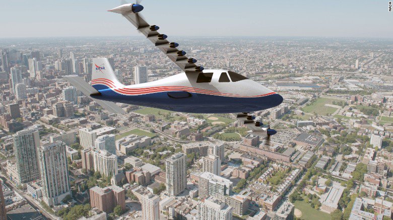 CNN's tweet photo. A NASA experiment is underway that could upend the aviation industry: An electric plane. https://t.co/fIJ3G4F9ZF https://t.co/vrxQtwcUdY