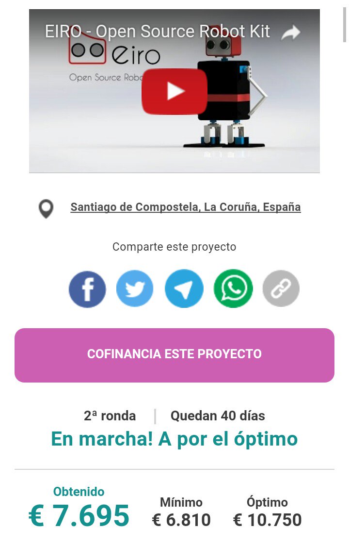 neukos's tweet image. 40días para conseguir la cifra óptima! Ayúdanos a conseguirla! #EIRO #DIYrobot goteo.cc/eiro @goteofunding
