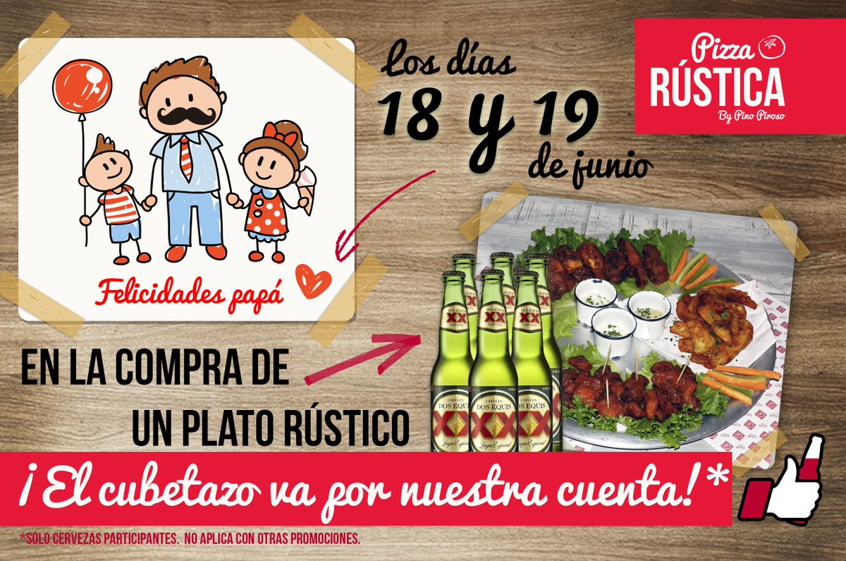 pizzarusticamex's tweet photo. ¡VEN A FESTEJAR A PAPÁ! Celebra con nosotros este fin de semana a lo máximo. #PizzaRusticaMexico #SomosRusticos https://t.co/AdXwyXGIvk