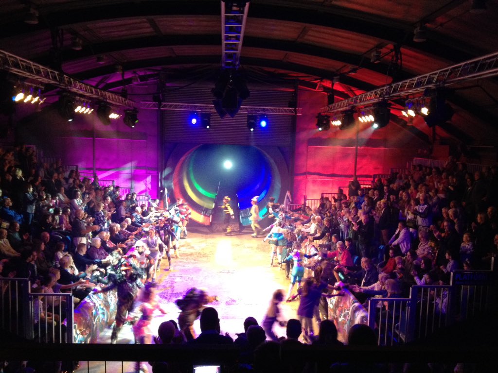 High praise #StarlightExpress lighting design:  <a href="/TheGrimRigger/">Justin Goad</a> operates the desk controlling huge moving lights rig