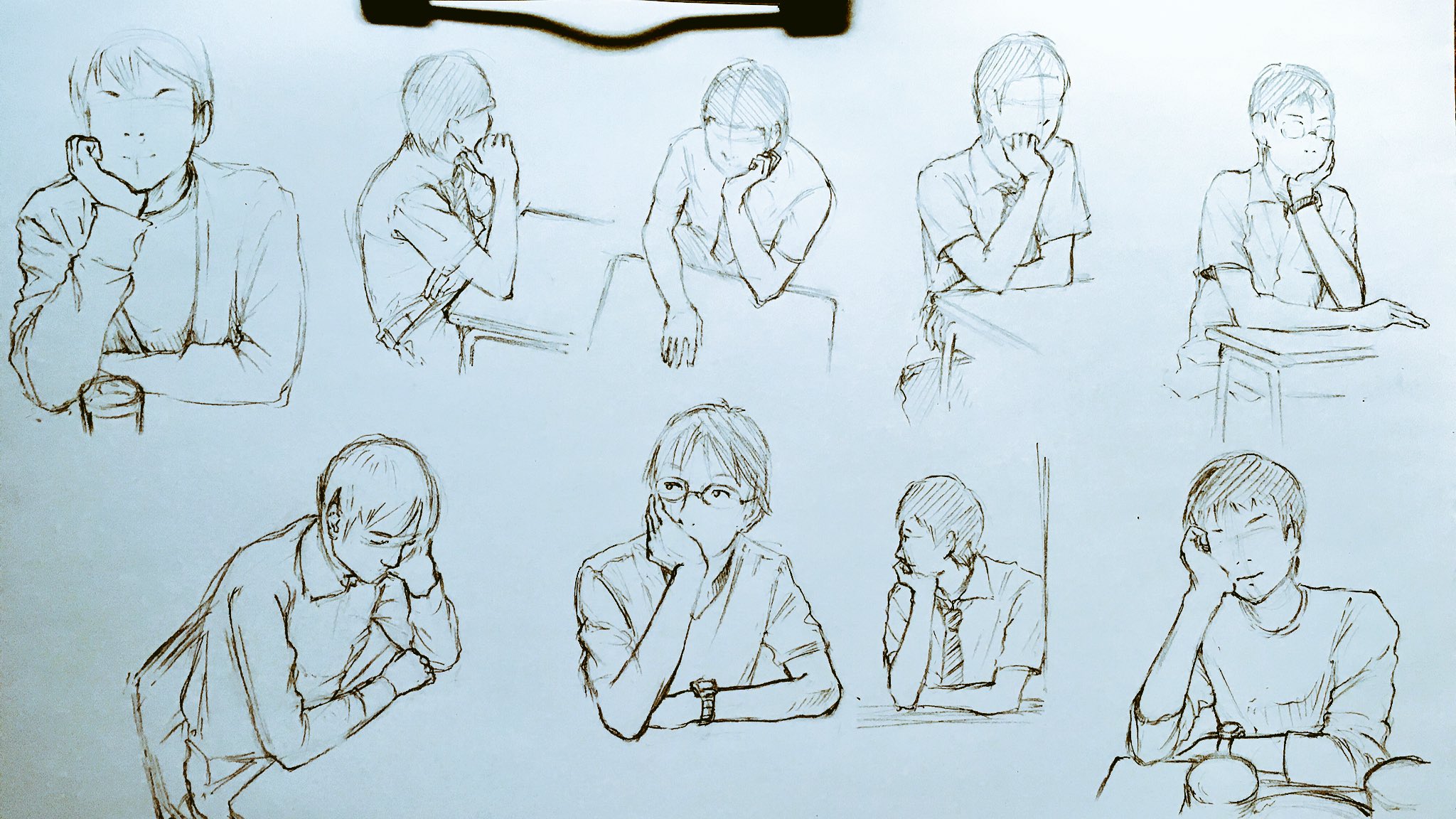 ダンドロ006 頬杖をつくポーズの練習 Twitter Search Twitter