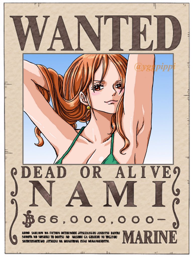 ゆぐ Ygg En Twitter 新しい手配書のナミ 本日のアニメ版でも初登場したので 自分のイラストも手配書風にデコってみました ナミ 新世界 手配書