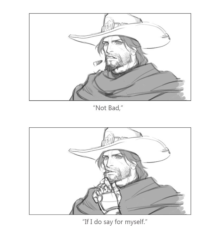 okay I found that twiiter dosen't have a fullview function so repost the pictures,the emotion practice of Mccree 