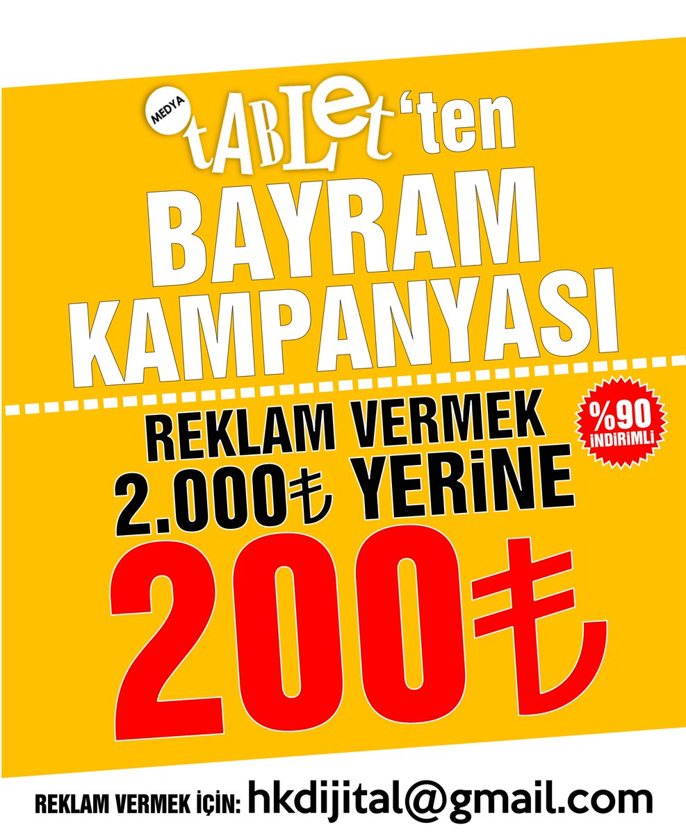 TÜRKİYE'NİN İLK VE TEK DİJİTAL MEDYA DERGİSİ <a href="/medyatablet/">MEDYATABLET</a> 'E REKLAM VERMEK %90 İNDİRİMLİ FİYATIYLA SADECE 200 LİRA!