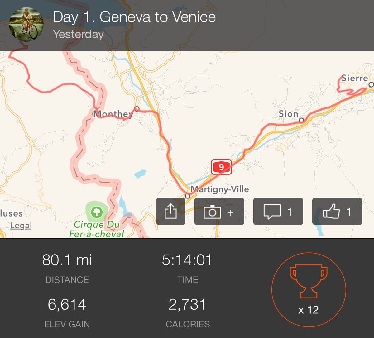 Cycle_The_Alps's tweet photo. Day 1 done. Few glitches.1 puncture & lost support vehicle 4 60miles #nophone #nomoney #nofood #nowater #teamerror https://t.co/fvwYH0g8A4