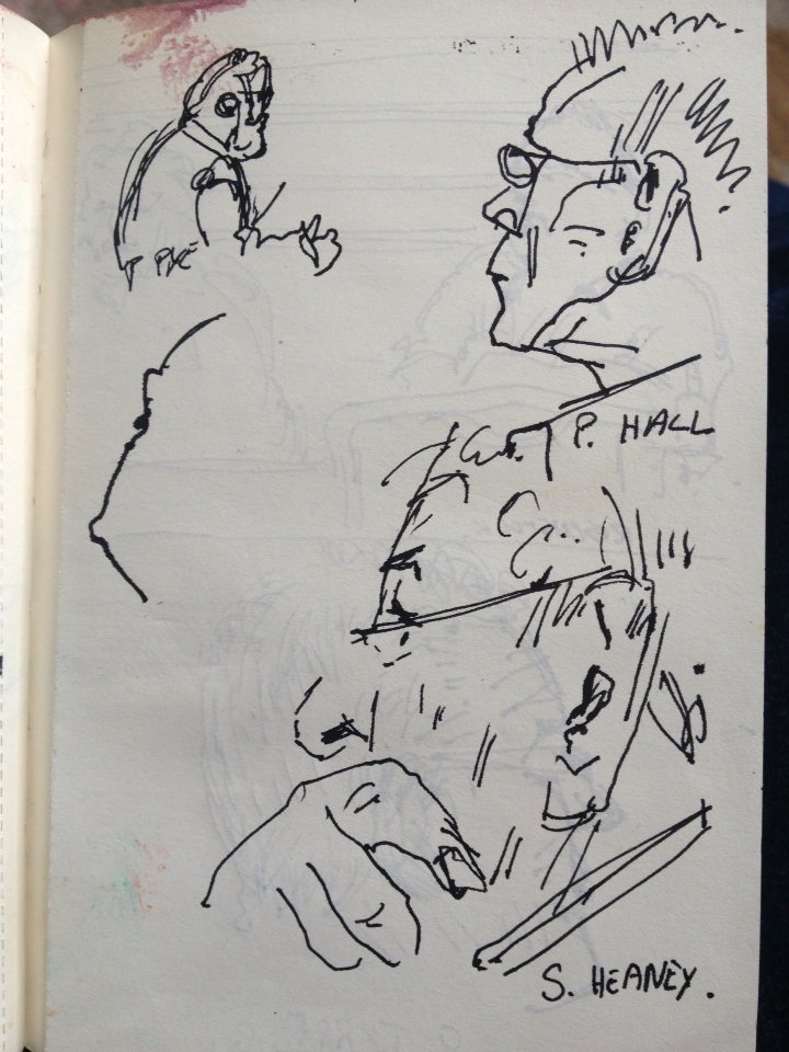 MickODeaArtist's tweet photo. Painter #PatrickHall #PatrickPye & #Poet #SeamusHeaney #pen in #sketchpad @IMMAIreland some years ago https://t.co/mevyzzPfEF