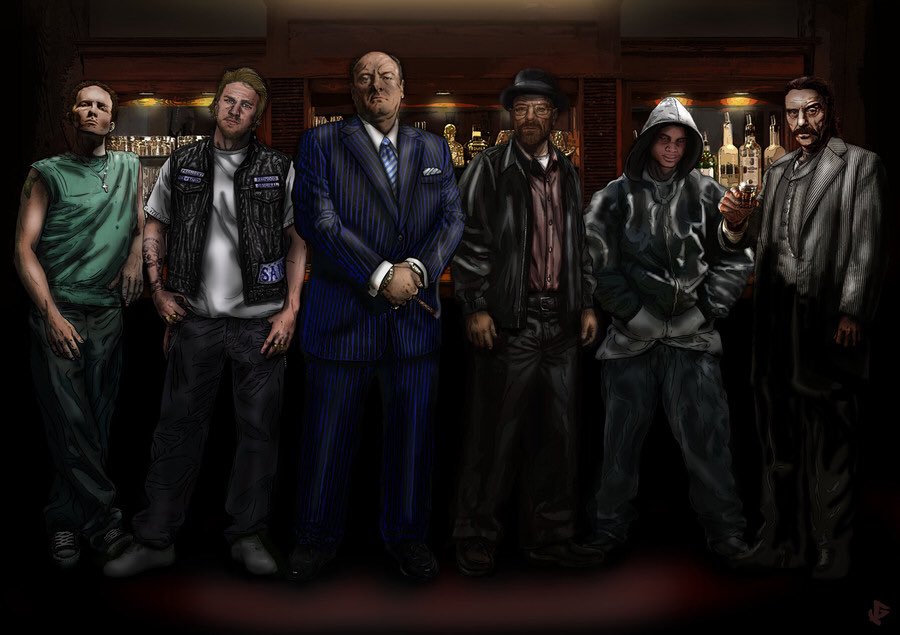 JdwFan's tweet photo. More #fanart 🎨 via https://t.co/NAFFF9I1Ls #Bodie #WalterWhite #TonySoprano #RyanOReily #AlSwearengen #JaxTeller https://t.co/3YYJHKyf7h