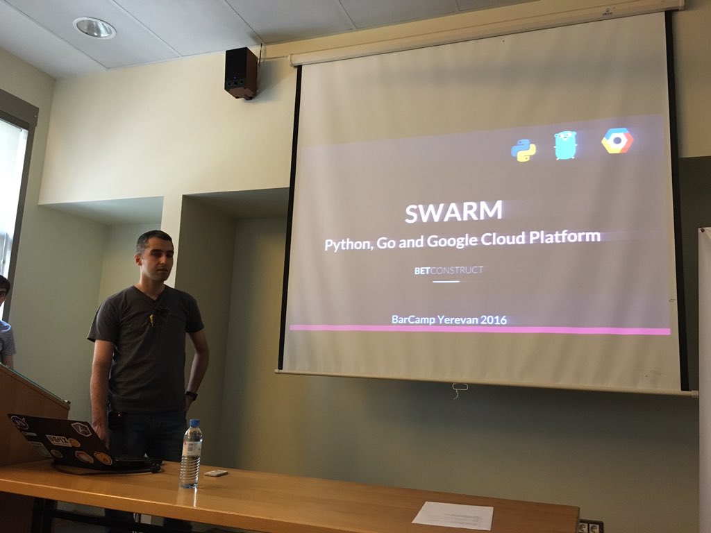 Fobusyan's tweet photo. Arsen is presenting #midware application of #BetConstruct @barcampam https://t.co/7SUGka9SQS