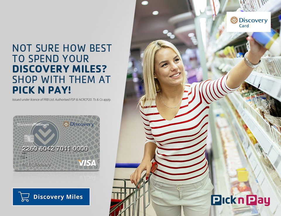 PnPsmartshopper's tweet photo. Doing weekend shopping? Turn your @Discovery_SA miles into groceries at PnP!  https://t.co/FLHUPW1MSX https://t.co/wHKxlsJsO0