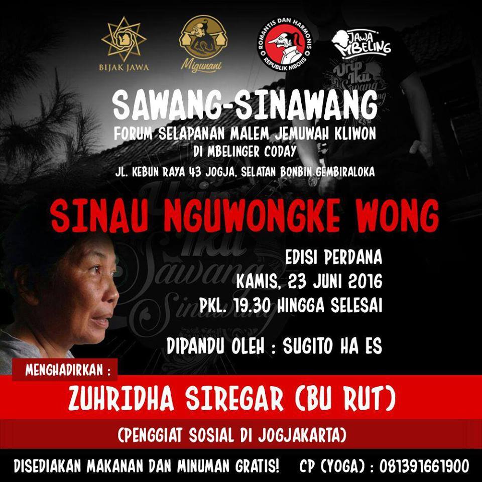 Kamis 23 Juni 2016 | Pkl 20.00 | #SawangSinawang “Sinau Nguwongke Uwong” di @mbelingerstore | Gratis