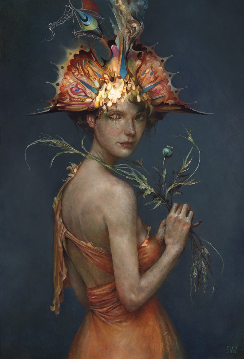 poisonousbirds's tweet photo. "Pennywink" oil on panel from the #GildedAge2015 show last year at @thinkspace_art https://t.co/pP9mwCWDHG