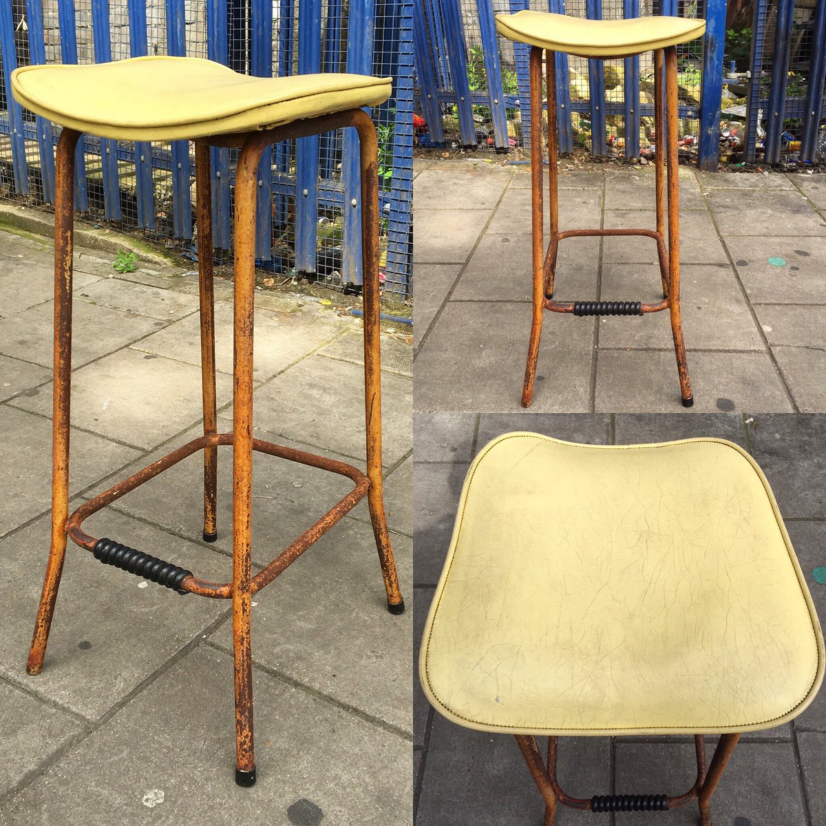 properold's tweet photo. Cool stool on metal frame with just the right amount of rust! #rust #rustiscool #vintagestool https://t.co/fPdp41cz1M