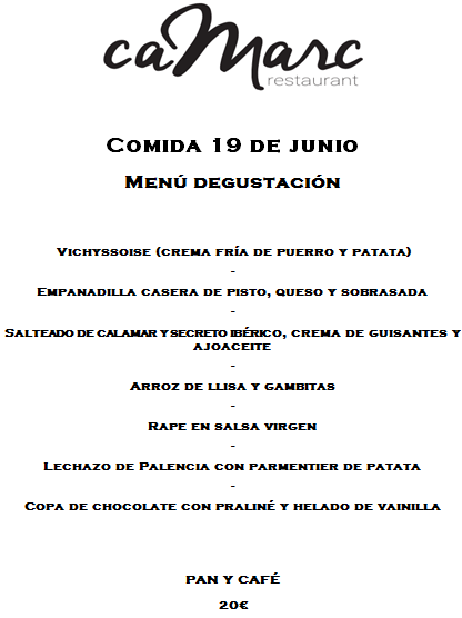 RestCaMarc's tweet image. Menú degustació diumenge 19 de juny