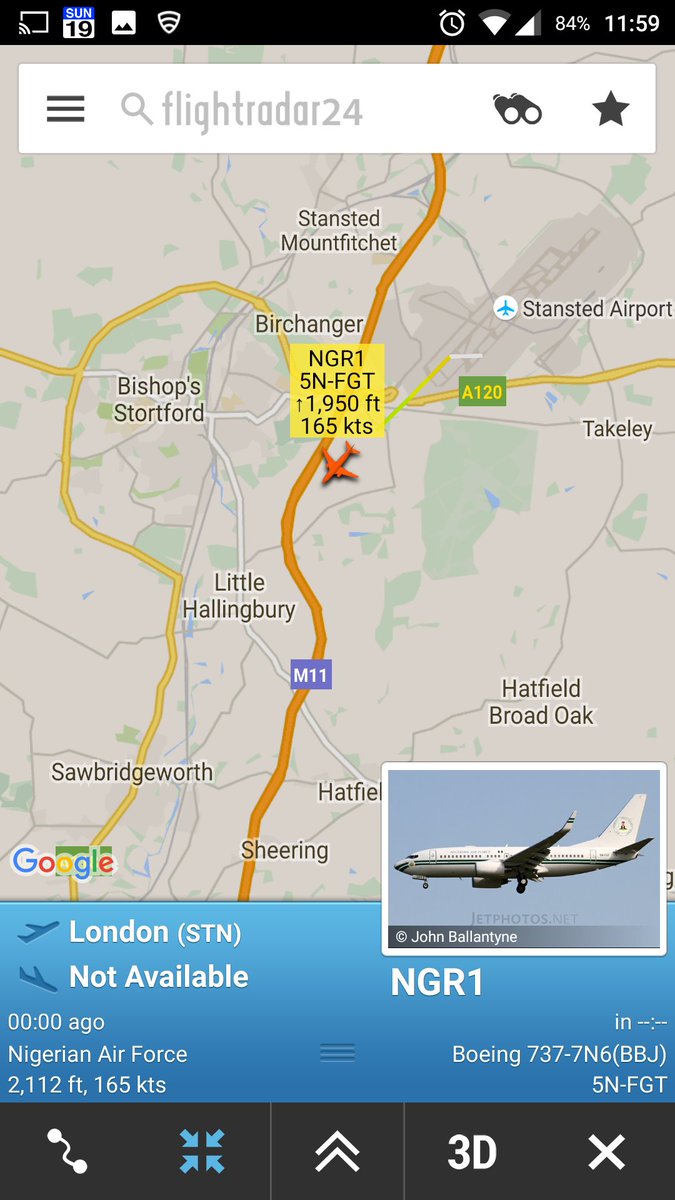 CivMilAir's tweet photo. Departed Stansted... 
#NGR Nigerian Air Force 
B737 #5NFGT NGR1 
https://t.co/cHE1mewXFO https://t.co/wjomYFSwPS