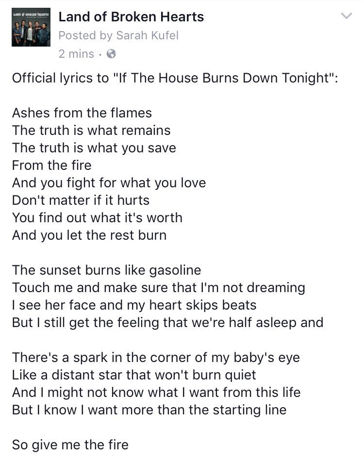 LOBHSwitchfoot's tweet photo. Official lyrics to "If The House Burns Down Tonight" https://t.co/9INFFEtOOA