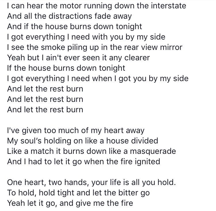 LOBHSwitchfoot's tweet photo. Official lyrics to "If The House Burns Down Tonight" https://t.co/9INFFEtOOA