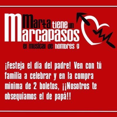 MartaTieneMx's tweet photo. iHoy festejamos a papá! 
17:00hrs. 
Válido directo en taquilla. https://t.co/S7l47WsR3z