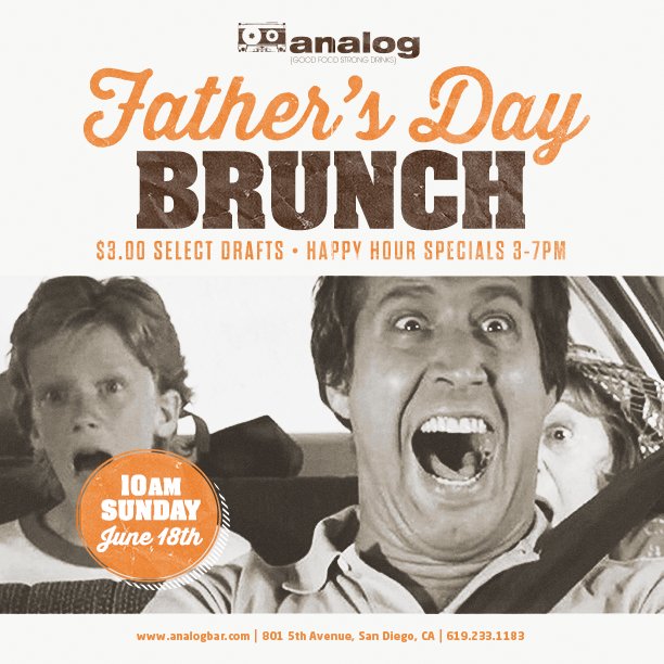 AnalogBar's tweet image. Happy #FathersDay! Bring your Dad on into Analog for Brunch starting at 10am complete with $3 draft beers!
