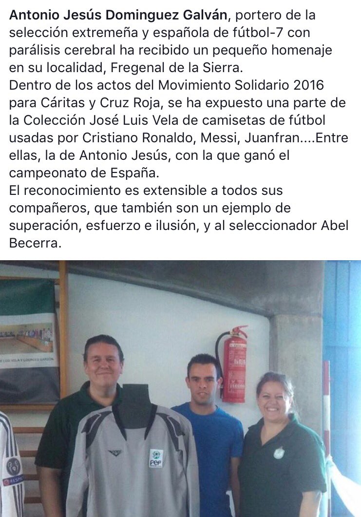 Pequeño reconocimiento a Antonio Jesús y la selección extremeña de fútbol 7 con parálisis cerebral