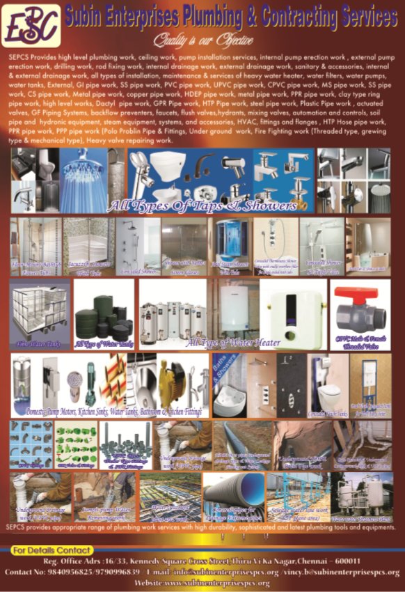 SEPCS123's tweet photo. Any Plumbing Service assistance can contact B.Vincy at 9840956825, Website: www.subinenterprisespcsorg https://t.co/iSAHJ0xG4B