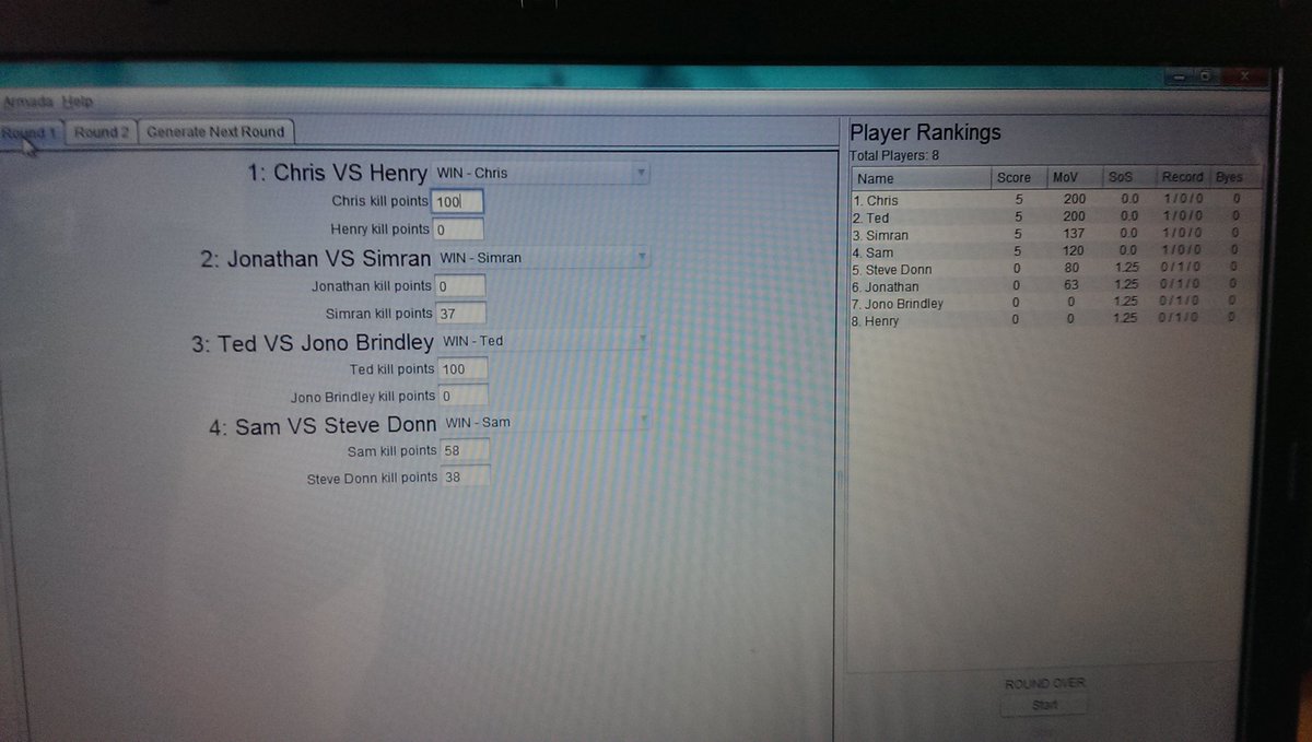 EagleGaming_'s tweet photo. Round 1 results and round 2 draw for our X Wing tournament https://t.co/SvaK6vzeDf