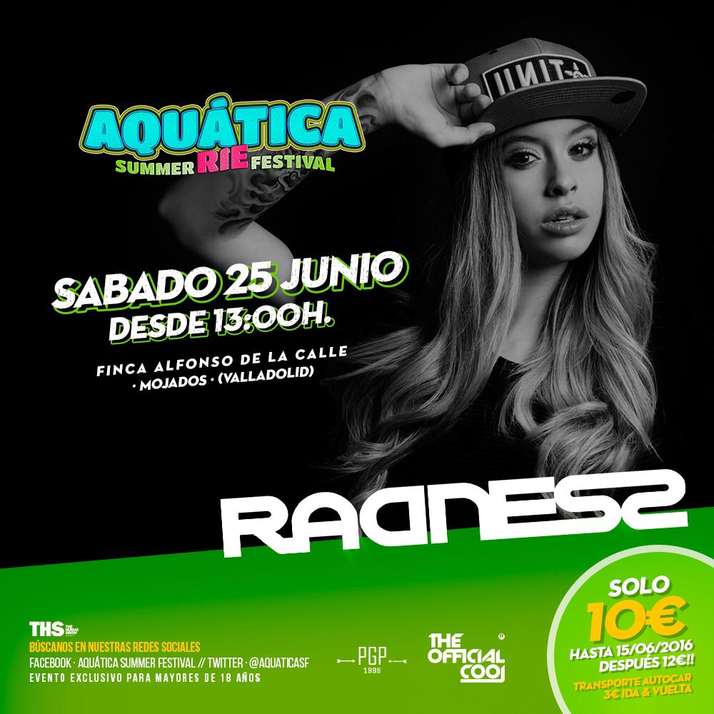 • AQUÁTICA SUMMER FESTIVAL •

Nos visitará <a href="/RADNESSmusic/">R A D N E S S</a> el día 25 de Junio!

Entradas por sólo 12€! #AquaticaSF