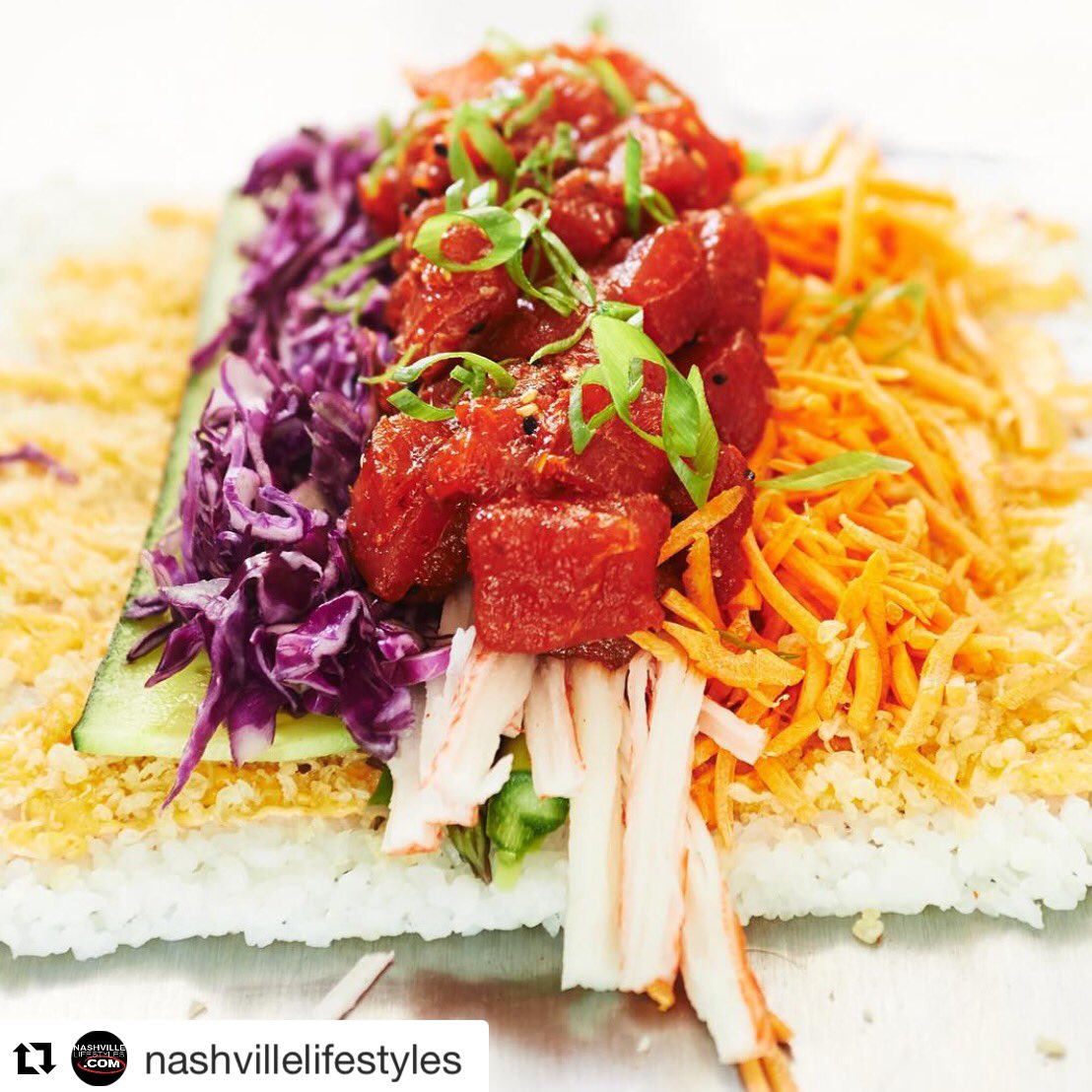 Here's your sushi before its burrito'd! We're <a href="/WhitesMerc/">White's Mercantile</a> #12South 11-2pm Thanks <a href="/NashLifestyles/">Nashville Lifestyles</a> for the beautiful 📸